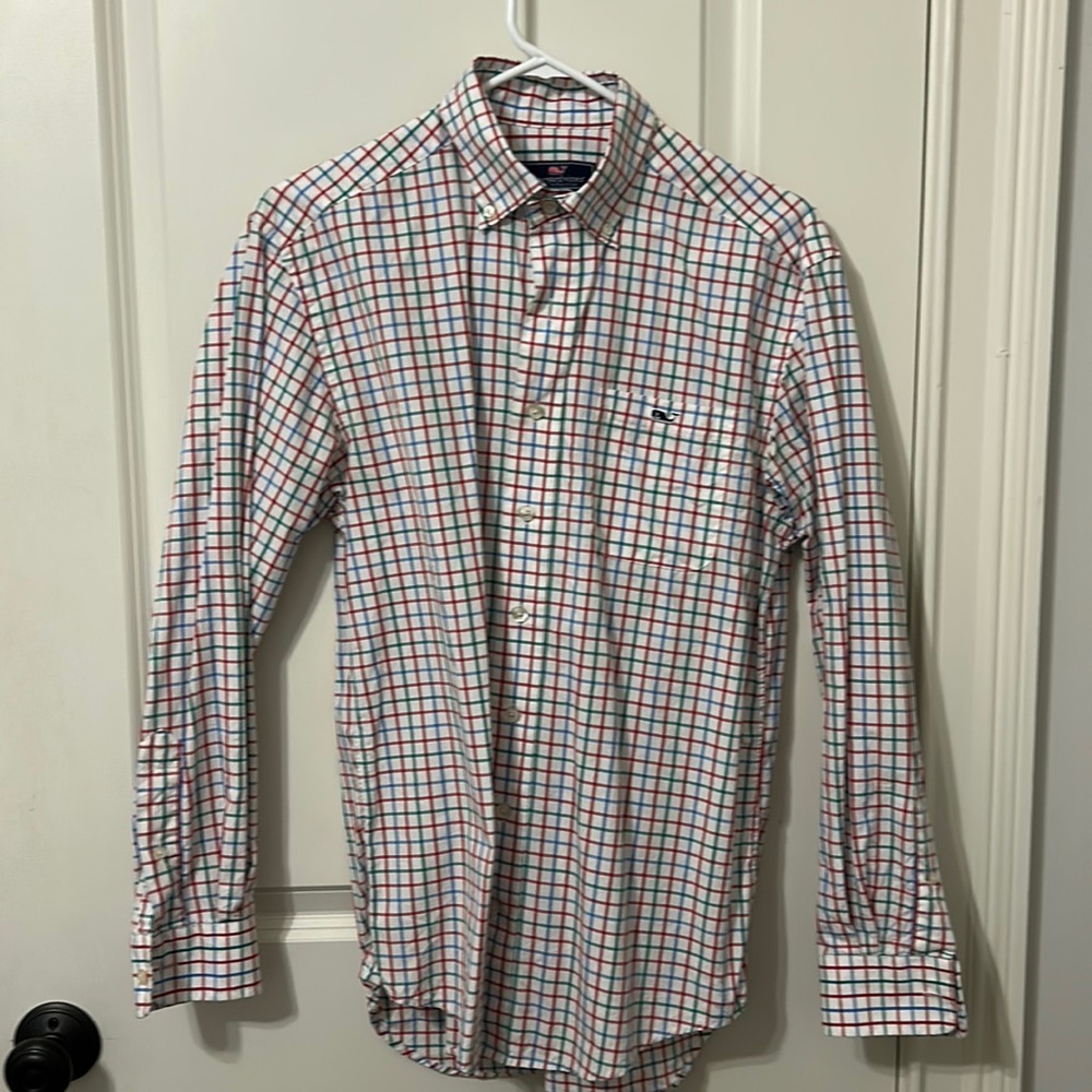 Men’s Vineyard Vines Tucker button down size small white plaid (multi color)